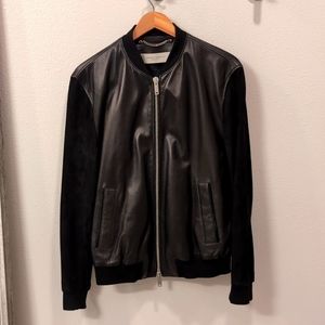 Golden goose leather bomber with suede sleeves IT48